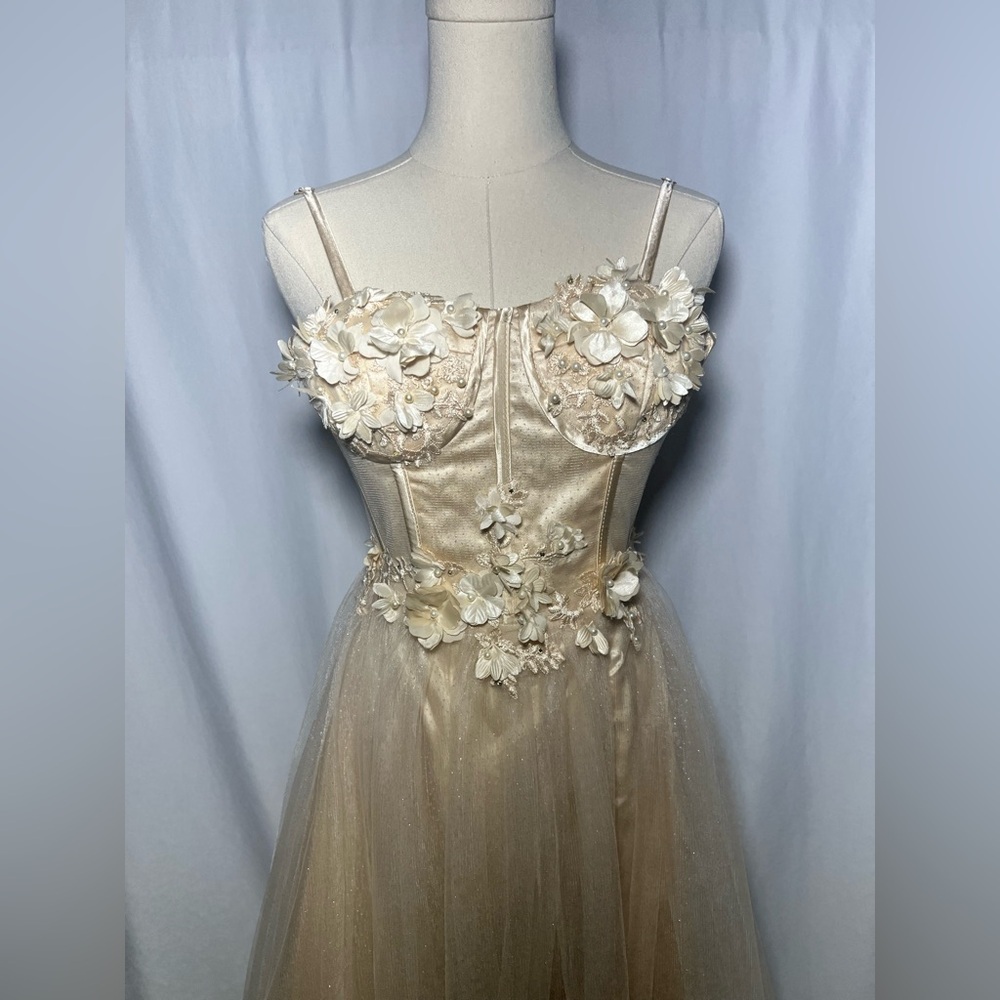 Lavetir Champagne 3D Floral Corset Top Dress | S NWT - Picture 11 of 16